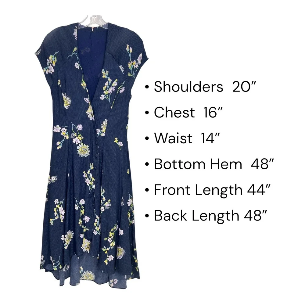 Free People NWT Lost In You Hi Low Maxi Dress Blue Floral Boho Prairie Cottage S